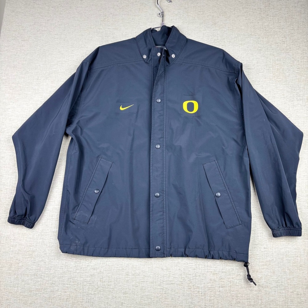 Nike Oregon Ducks Y2K Coaches Jacket Mens Large Snap Front Windbreaker O‎ Logo